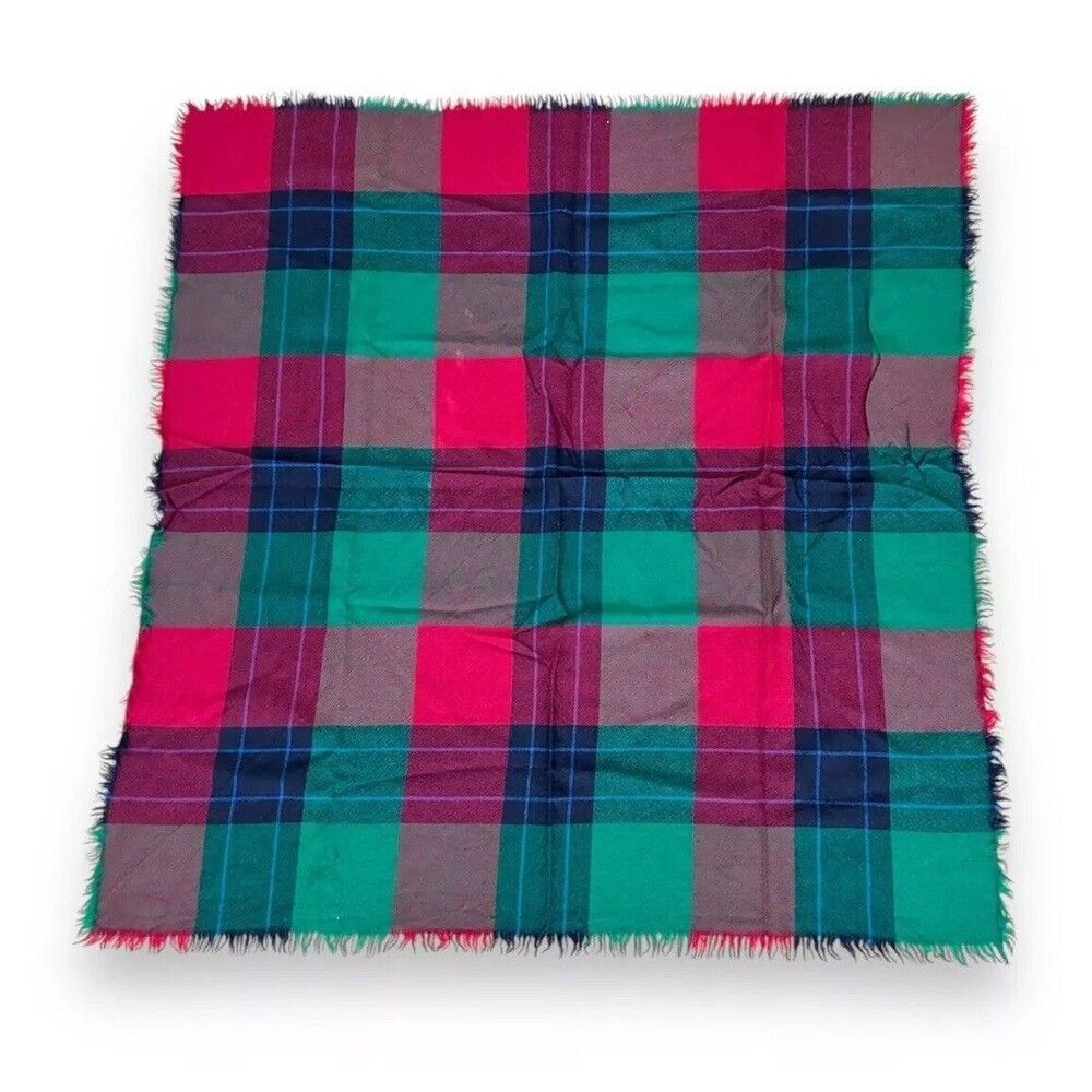 Green & Red Square Scarf 37" X 36" Christmas Colors Women Scarve